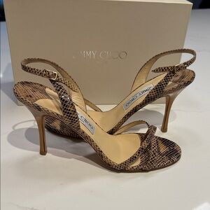 Jimmy Choo Brown Snakeskin Slingback Sandals